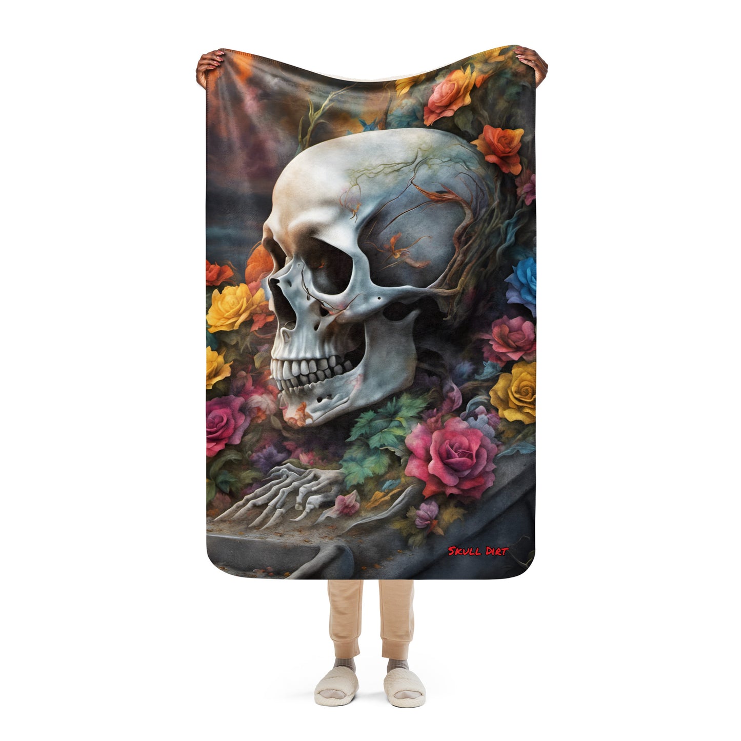 "Skull & Rose" Sherpa blanket AccE