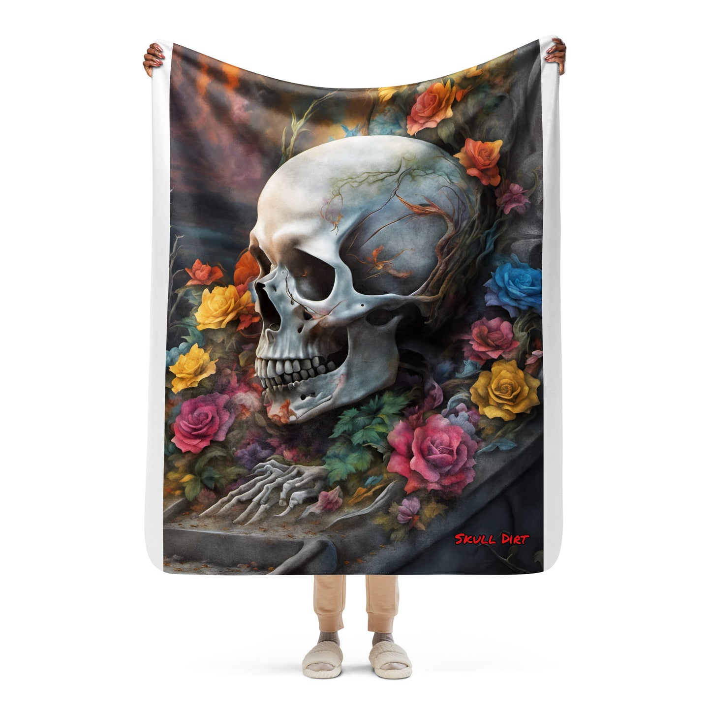 "Skull & Rose" Sherpa blanket AccE