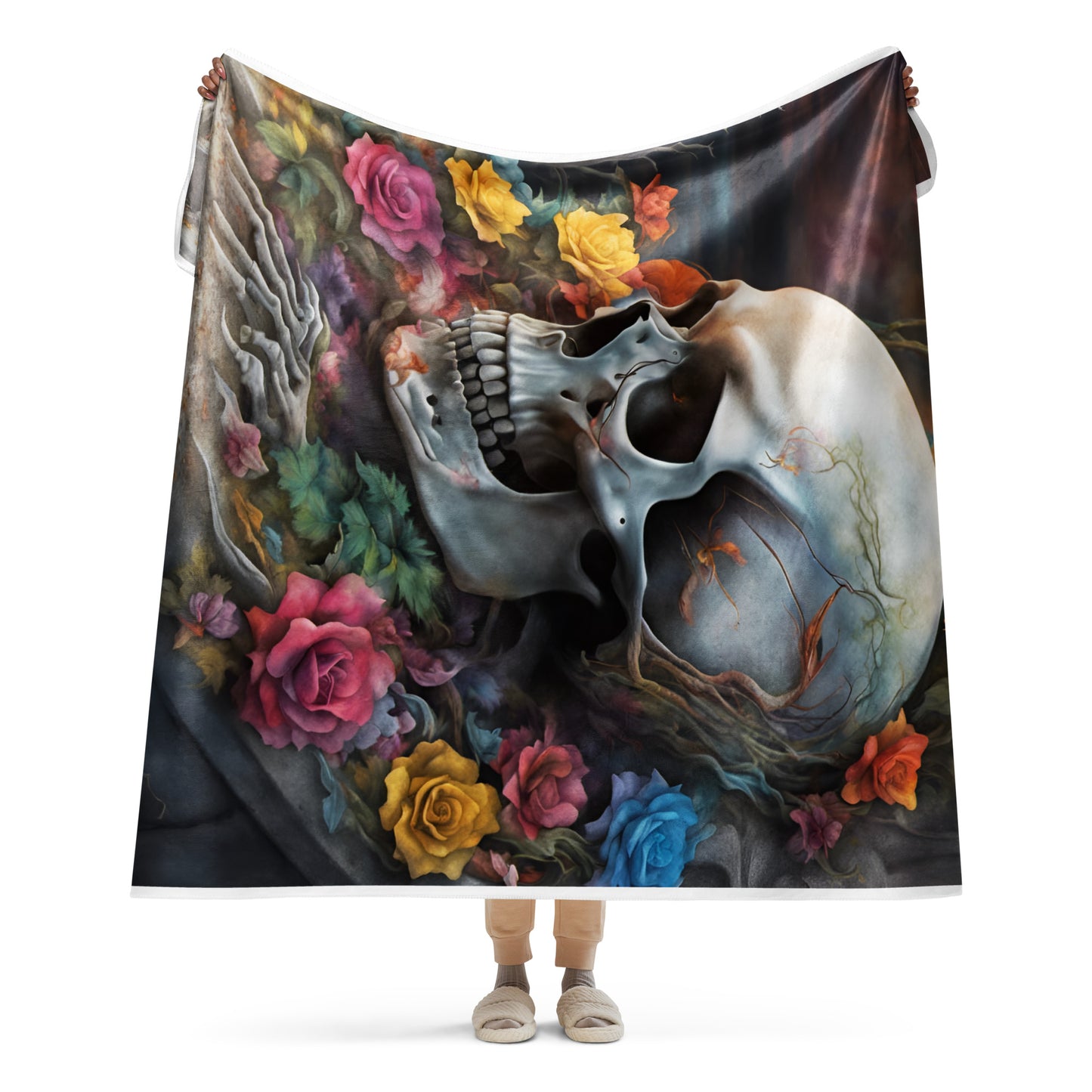 "Skull & Rose" Sherpa blanket AccE